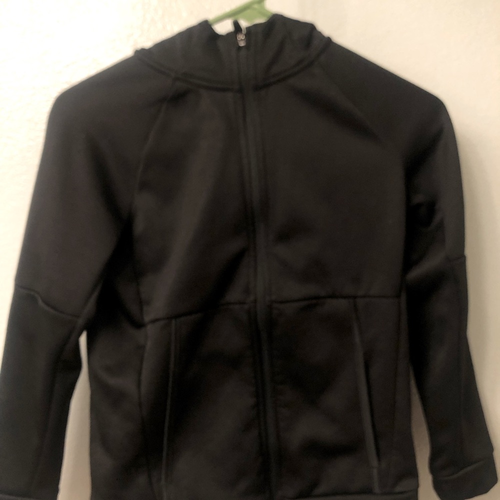 Black boys hoodie, full zip performance fleece jacket.